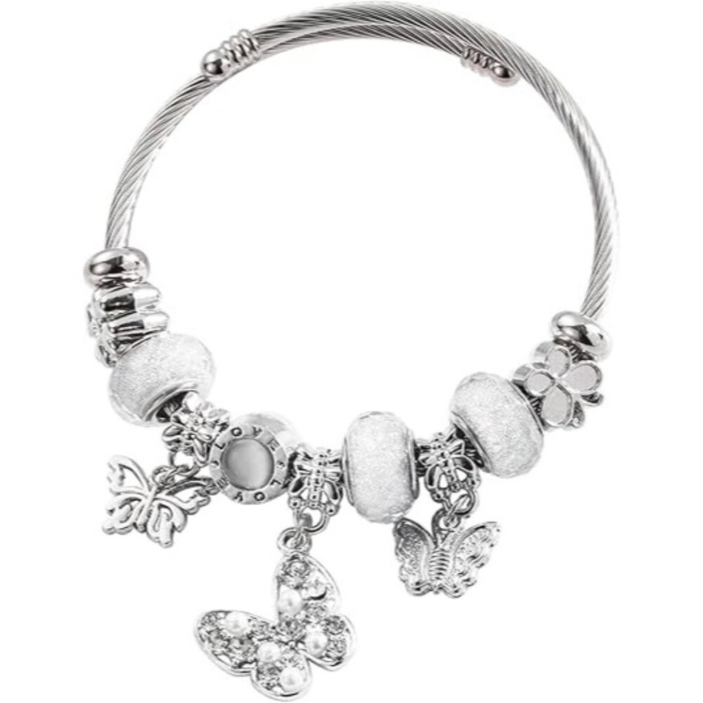 Butterfly Animal Silver Bracelets - Adjustable Charm Bracelets